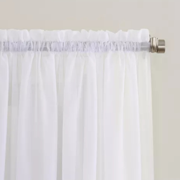 Sheer White Curtain Rod Panel 59" x 84" Window - Picture 2 of 3